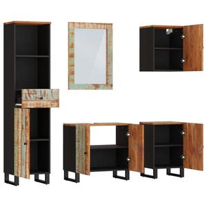 vidaXL 5 Piece Bathroom Furniture Set Solid Wood Reclaimed