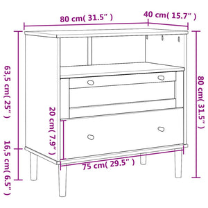 vidaXL Sideboard SENJA Rattan Look Brown 80x40x80 cm Solid Wood Pine