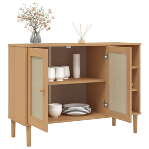 vidaXL Sideboard SENJA Rattan Look Brown 112x40x80cm Solid Wood Pine