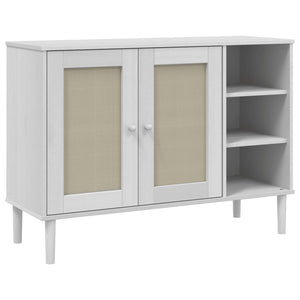 vidaXL Sideboard SENJA Rattan Look White 112x40x80cm Solid Wood Pine