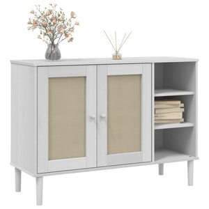 vidaXL Sideboard SENJA Rattan Look White 112x40x80cm Solid Wood Pine