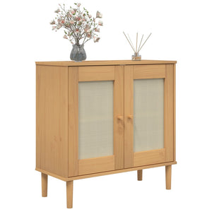 vidaXL Sideboard SENJA Rattan Look Brown 80x35x80 cm Solid Wood Pine