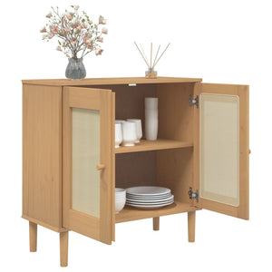 vidaXL Sideboard SENJA Rattan Look Brown 80x35x80 cm Solid Wood Pine