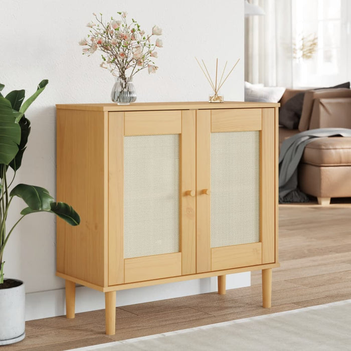 vidaXL Sideboard SENJA Rattan Look Brown 80x35x80 cm Solid Wood Pine