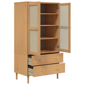 vidaXL Wardrobe SENJA Rattan Look Brown 90x55x175 cm Solid Wood Pine