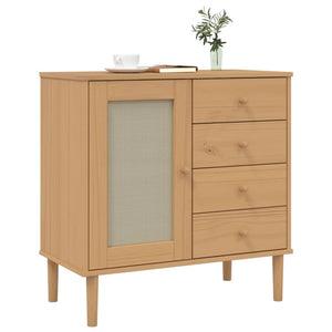 vidaXL Sideboard SENJA Rattan Look Brown 80x40x80 cm Solid Wood Pine