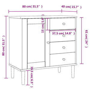 vidaXL Sideboard SENJA Rattan Look Brown 80x40x80 cm Solid Wood Pine