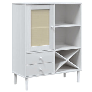 vidaXL Highboard SENJA Rattan Look White 90x40x112cm Solid Wood Pine