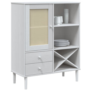 vidaXL Highboard SENJA Rattan Look White 90x40x112cm Solid Wood Pine