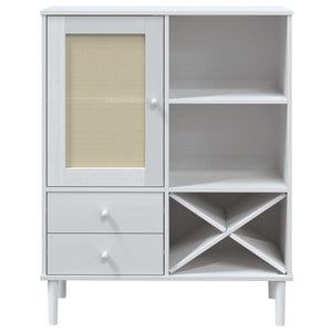 vidaXL Highboard SENJA Rattan Look White 90x40x112cm Solid Wood Pine