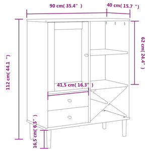 vidaXL Highboard SENJA Rattan Look White 90x40x112cm Solid Wood Pine