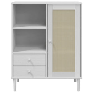 vidaXL Highboard SENJA Rattan Look White 90x40x112 cm Solid Wood Pine