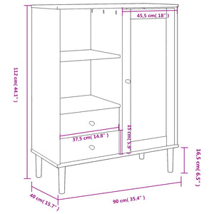 vidaXL Highboard SENJA Rattan Look White 90x40x112 cm Solid Wood Pine