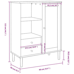 vidaXL Highboard SENJA Rattan Look Black 90x40x112 cm Solid Wood Pine