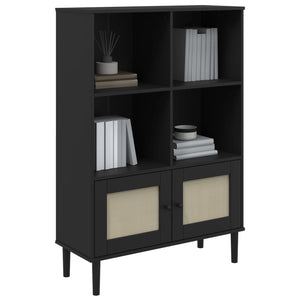 vidaXL Bookcase SENJA Rattan Look Black 90x35x130 cm Solid Wood Pine