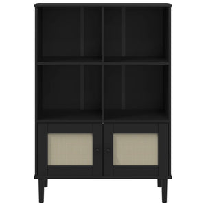 vidaXL Bookcase SENJA Rattan Look Black 90x35x130 cm Solid Wood Pine