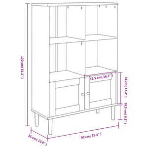 vidaXL Bookcase SENJA Rattan Look Black 90x35x130 cm Solid Wood Pine