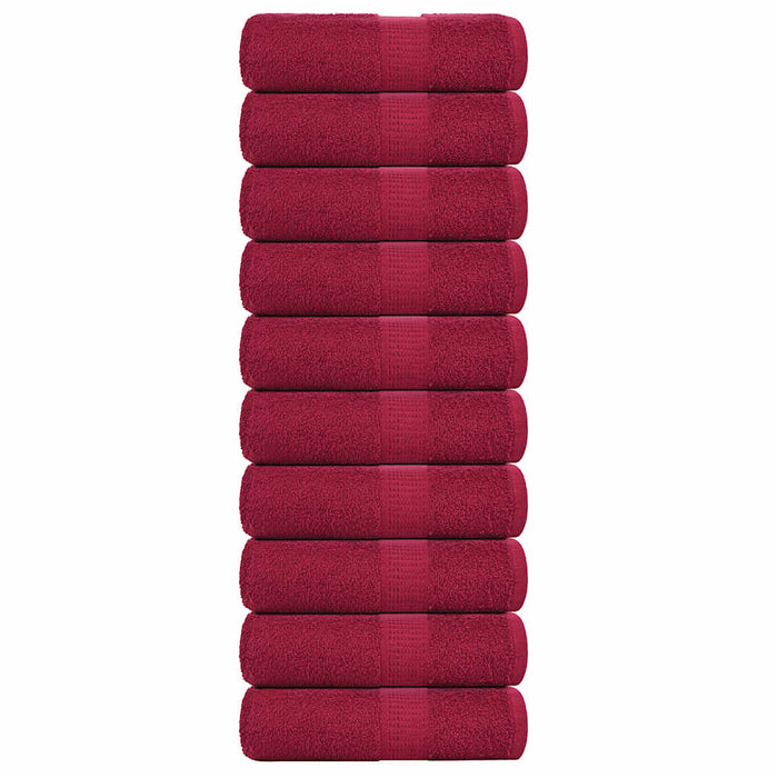 vidaXL Soap Towels 10 pcs Bordeaux 30x30 cm 360 gsm 100% Cotton