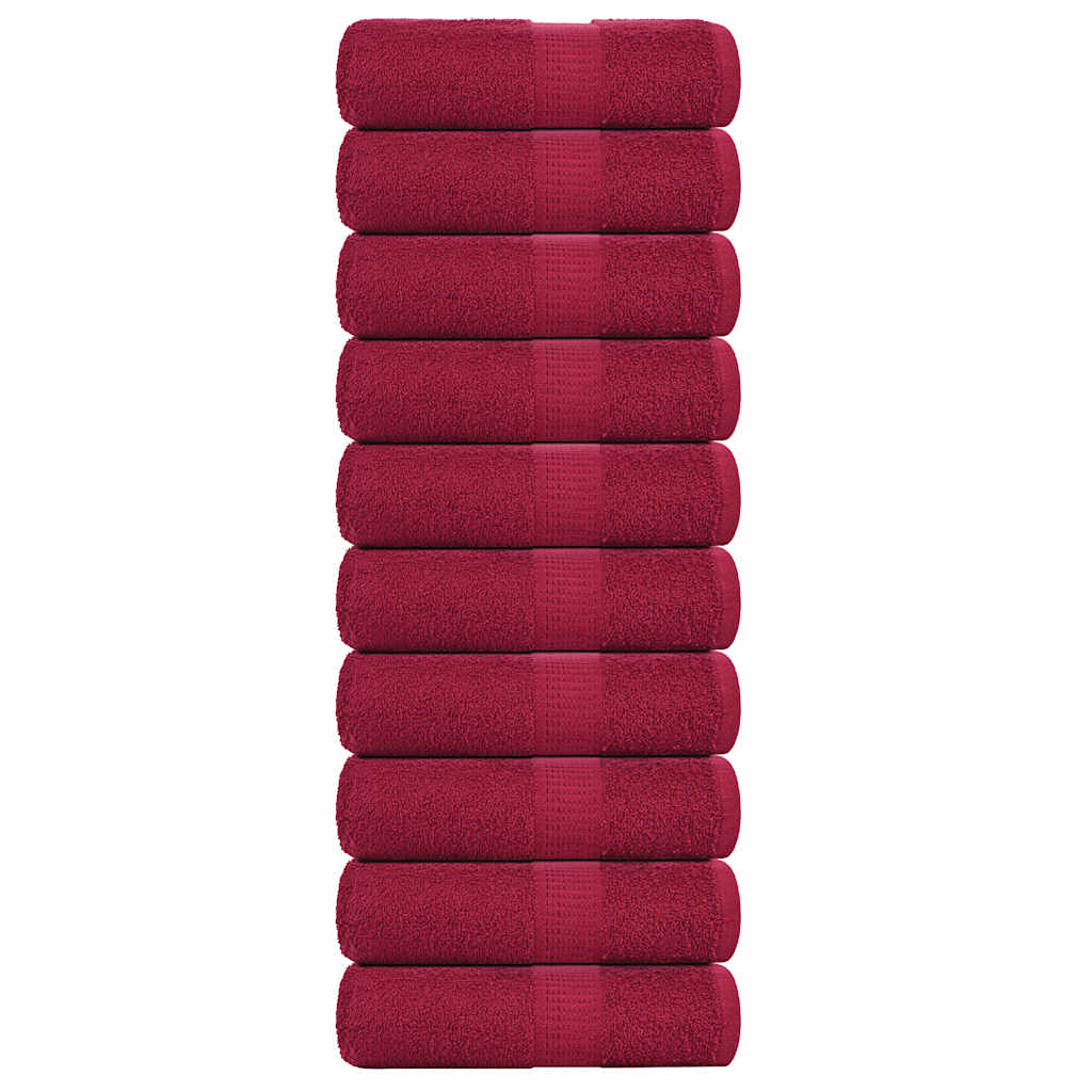 vidaXL Guest Towels 10 pcs Bordeaux 30x50 cm 360 gsm 100% Cotton