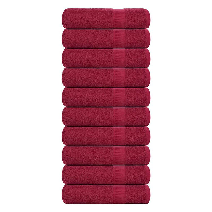 vidaXL Hand Towels 10 pcs Bordeaux 50x100 cm 360 gsm 100% Cotton