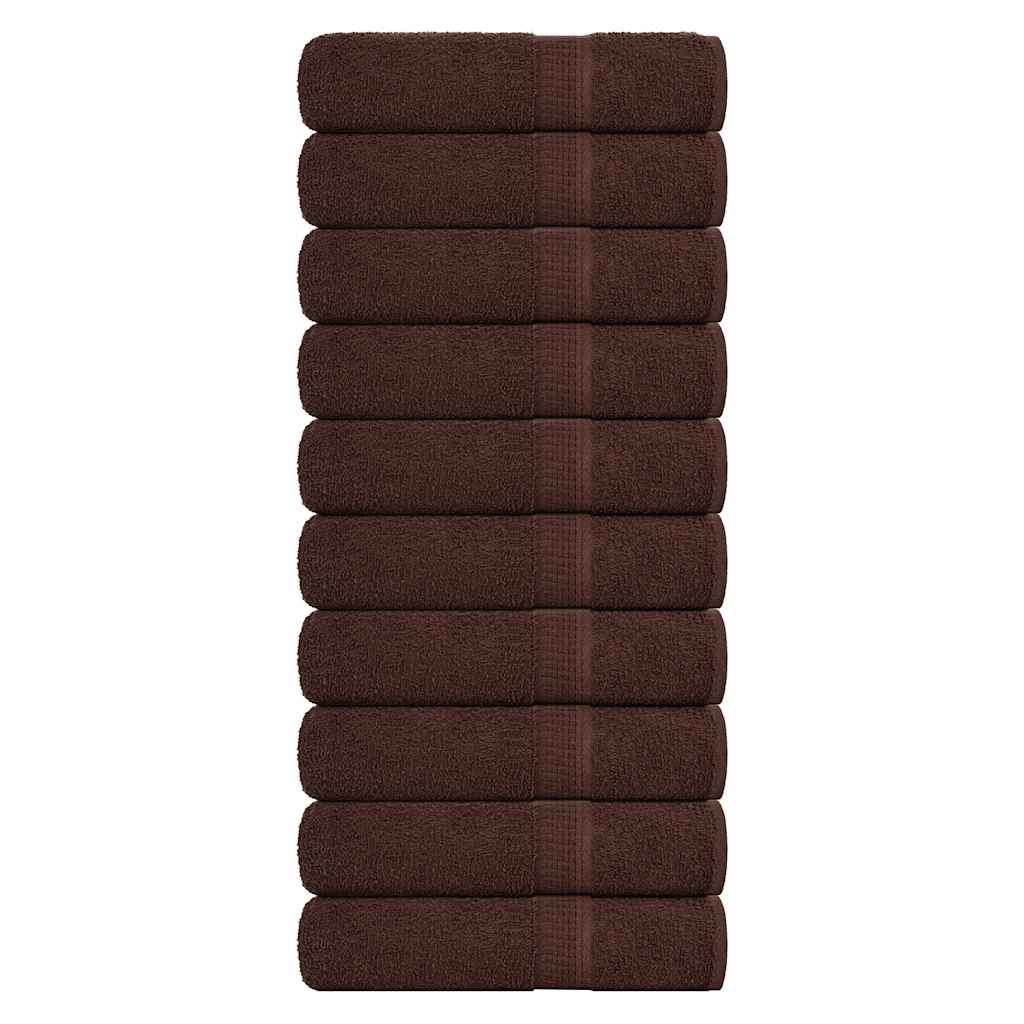 vidaXL Hand Towels 10 pcs Brown 50x100 cm 360 gsm 100% Cotton