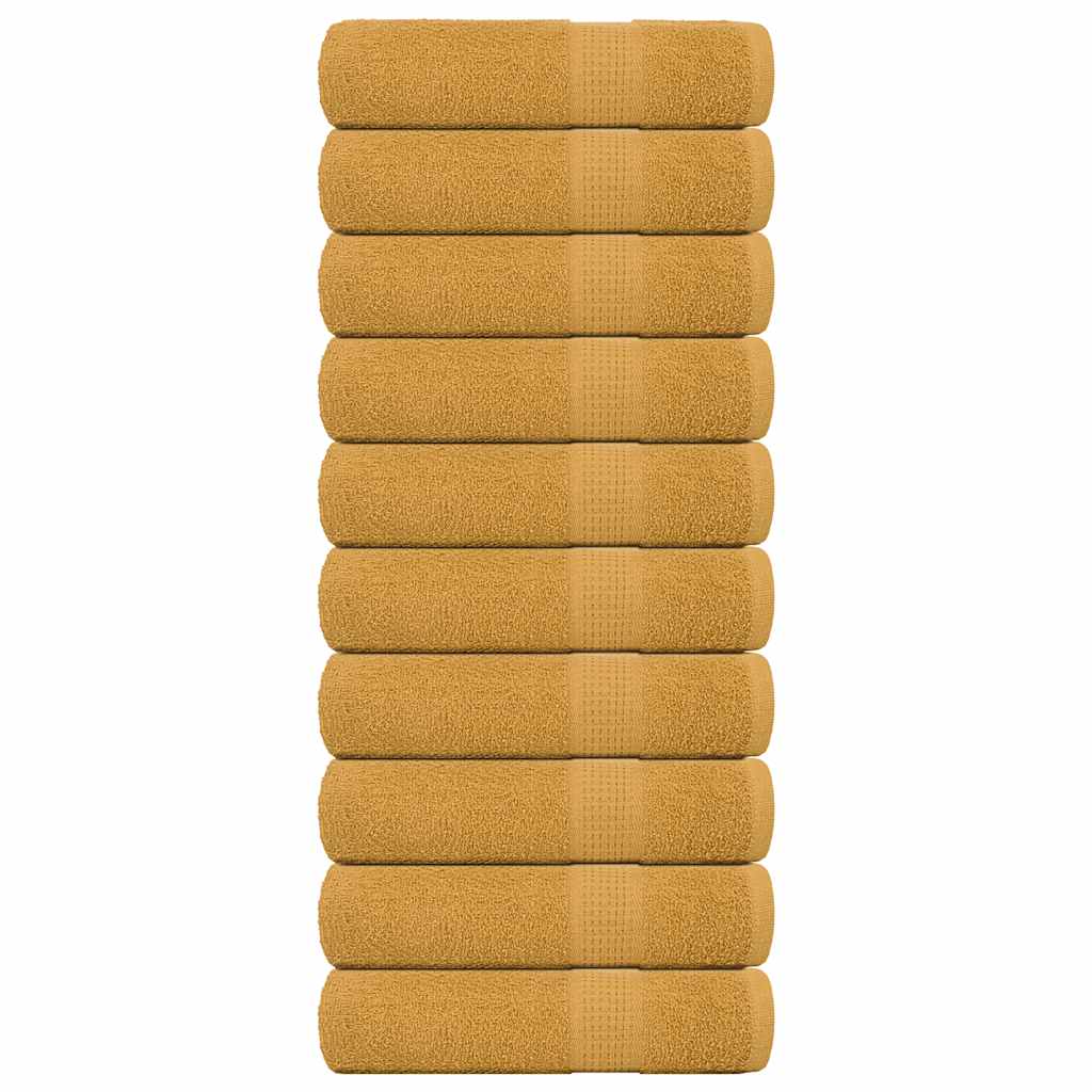 vidaXL Hand Towels 10 pcs Gold 50x100 cm 360 gsm 100% Cotton