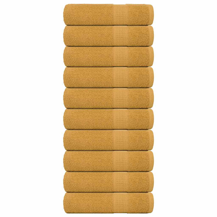 vidaXL Hand Towels 10 pcs Gold 50x100 cm 360 gsm 100% Cotton