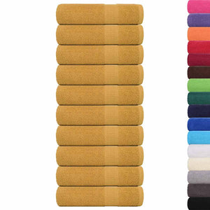 vidaXL Hand Towels 10 pcs Gold 50x100 cm 360 gsm 100% Cotton