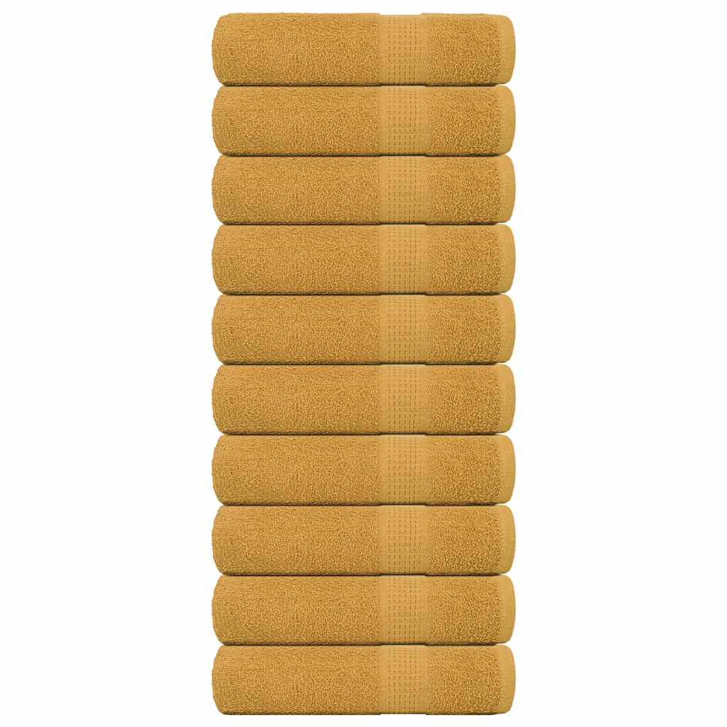 vidaXL Bath Towels 10 pcs Gold 100x150 cm 360 gsm 100% Cotton