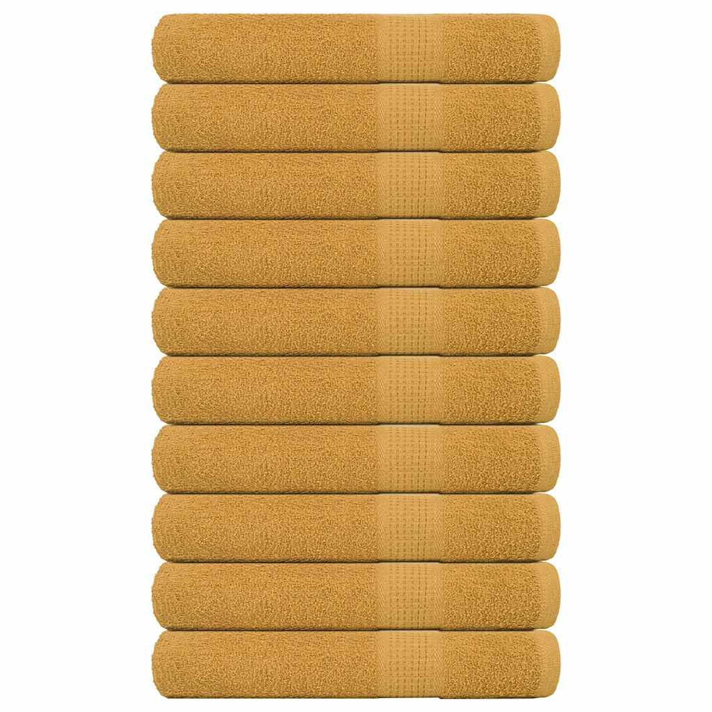 vidaXL Towels 10 pcs Gold 100x200 cm 360 gsm 100% Cotton