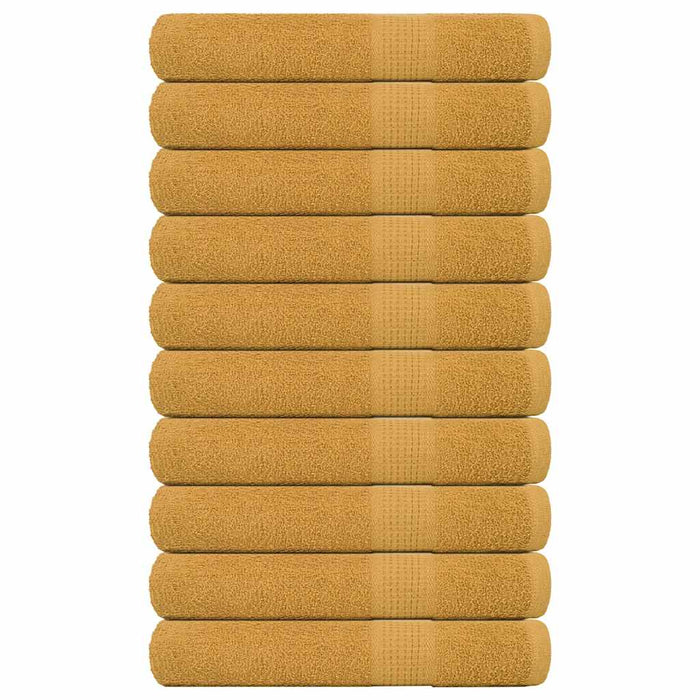 vidaXL Towels 10 pcs Gold 100x200 cm 360 gsm 100% Cotton