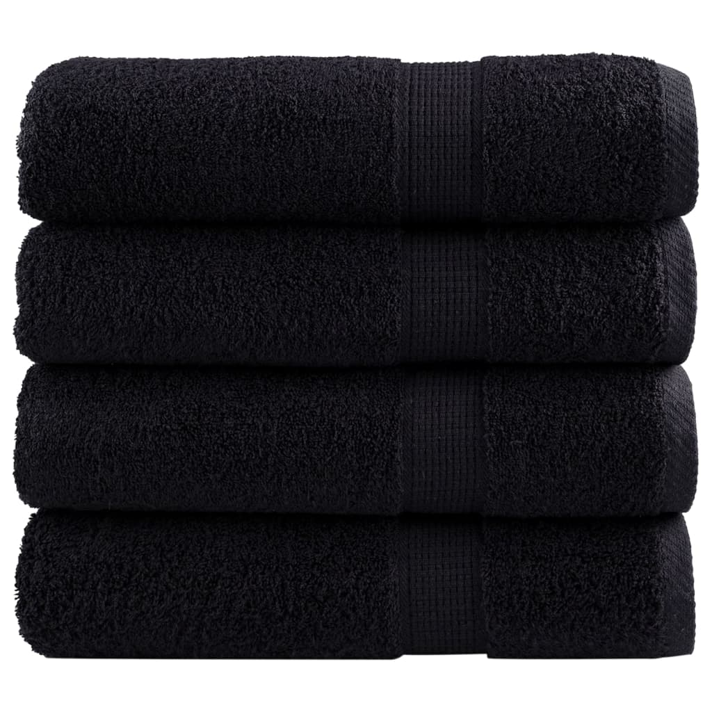 vidaXL Premium Hand Towels SOLUND 4 pcs Black 50x100 cm 600 gsm