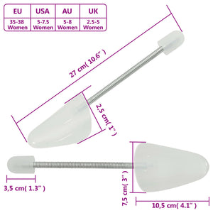 vidaXL Shoe Trees 5 Pairs White EU 35-38 Plastic