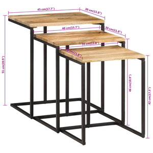 vidaXL Nesting Tables 3 pcs Solid Wood Acacia