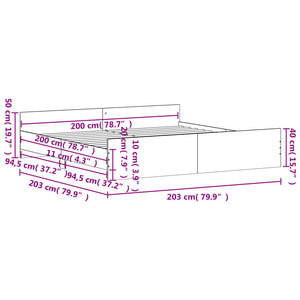 vidaXL Bed Frame without Mattress Sonoma Oak 200x200 cm