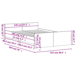 vidaXL Bed Frame without Mattress Brown Oak 120x190 cm Small Double