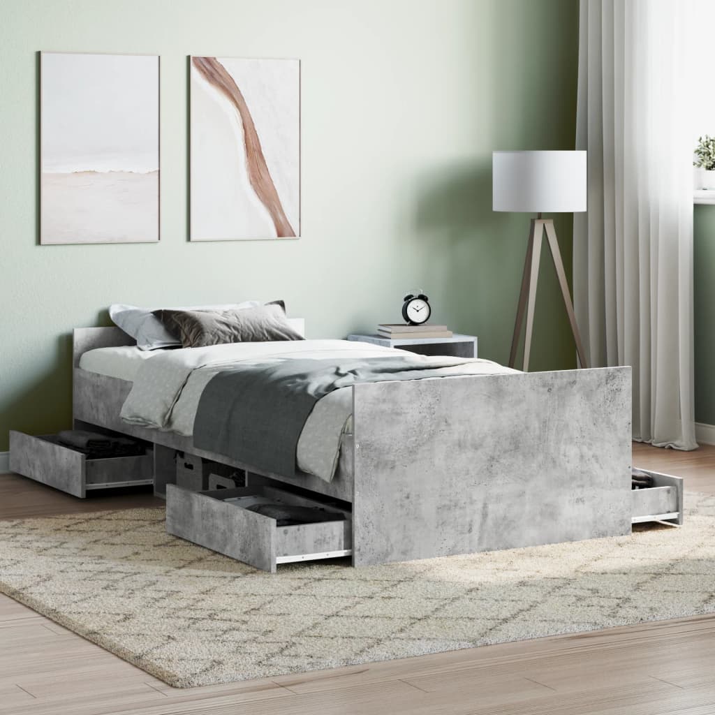 vidaXL Bed Frame without Mattress Concrete Grey 90x200 cm