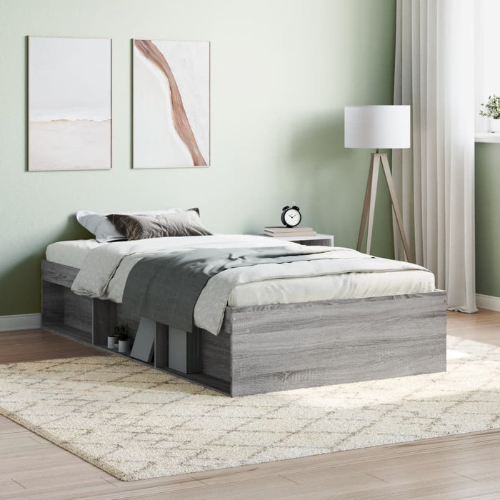 vidaXL Bed Frame without Mattress Grey Sonoma 90x190 cm Single