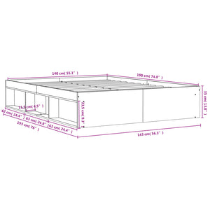 vidaXL Bed Frame without Mattress Sonoma Oak 140x190 cm