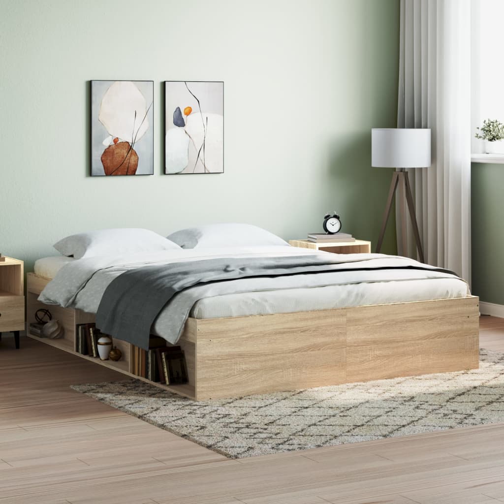 vidaXL Bed Frame without Mattress Sonoma Oak 140x190 cm