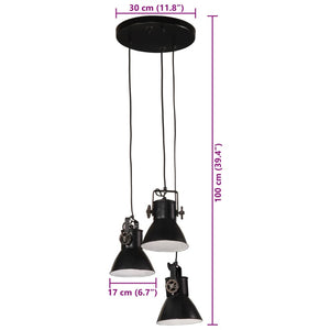 vidaXL Hanging Lamp 25 W Black 30x30x100 cm E27