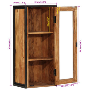 vidaXL Bathroom Wall Cabinet 40x30x90 cm Solid Wood Acacia and Iron