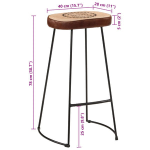 vidaXL Bar Stools 2 pcs Dark Brown 44x37.5x78 cm