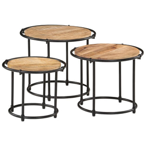 vidaXL Nesting Tables 3 pcs Solid Rough Wood Mango