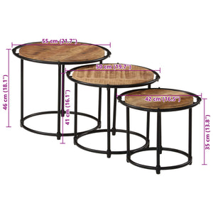 vidaXL Nesting Tables 3 pcs Solid Rough Wood Mango