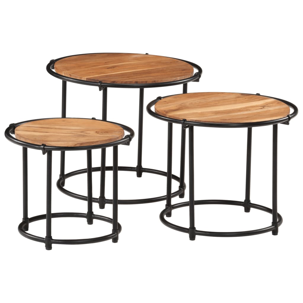 vidaXL Nesting Tables 3 pcs Solid Wood Acacia