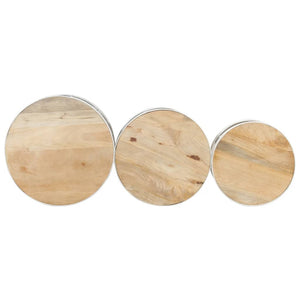 vidaXL Bar Tables Drum Shape 3 pcs Solid Rough Wood Mango