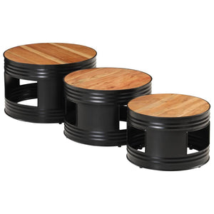 vidaXL Bar Tables Drum Shape 3 pcs Solid Wood Acacia