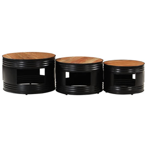 vidaXL Bar Tables Drum Shape 3 pcs Solid Wood Acacia