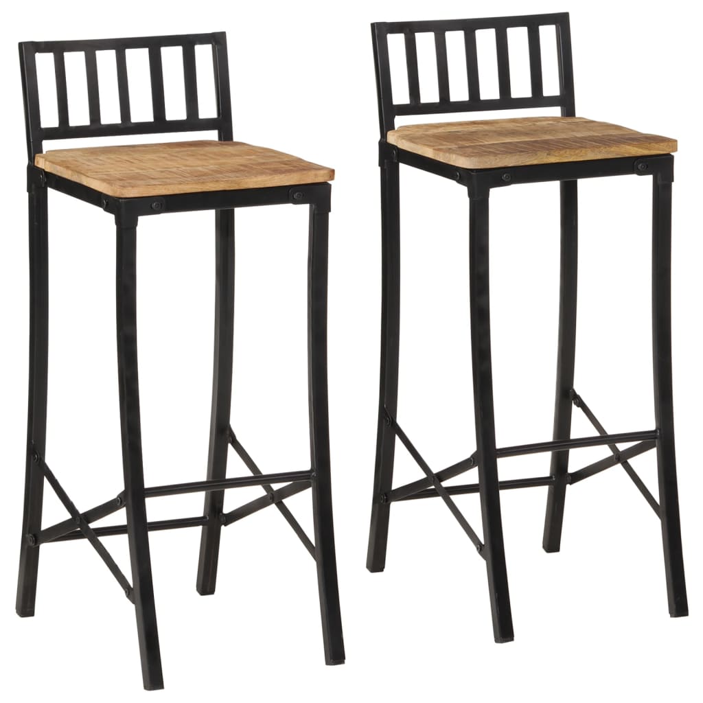 vidaXL Bar Chairs 2 pcs Solid Rough Wood Mango